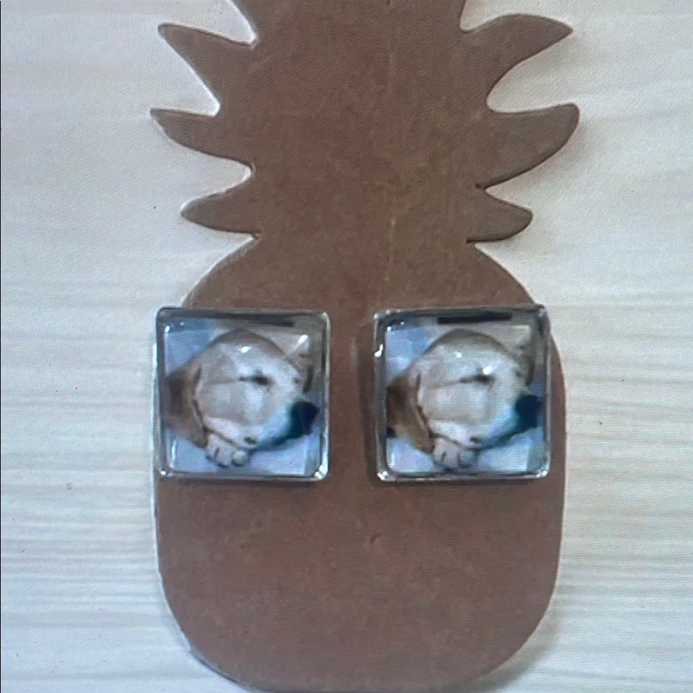 Cute Dog Square Earrings